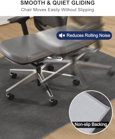 SALLOUS Chair Mat for Hard Floors, 63"x51" Washable Chair Mat Under Desk, Smooth Rolling Desk Chair Mat, Anti Slip Hard Floor Protector, Noise Reducing Desk Rug for Home Office Chair (Black) - Image 5
