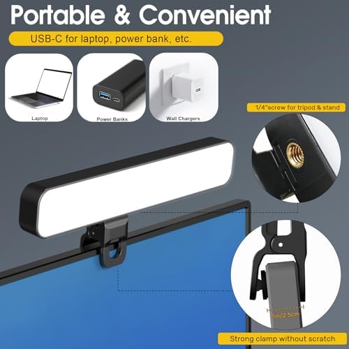 ALTSON 16W 2PCs Video Conference Lighting, LED Streaming Light Clip-On, Zoom Lighting for Computer Monitor Webcam Laptop, Desk Ring Light for Video Recording Podcast, Eye-Caring&360° Rotary Backlight - Image 6