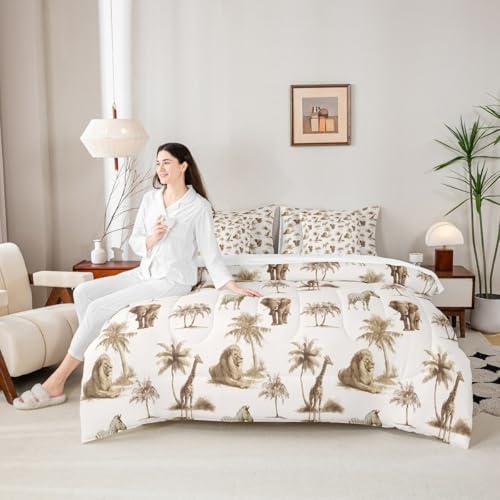 Feelyou Jungle Animals Comforter Set with Sheets 7 Piece Queen Size - Image 6
