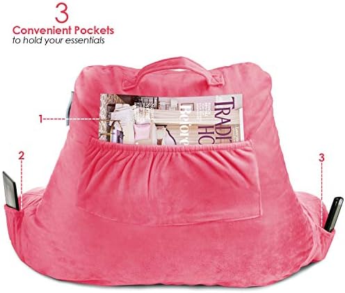 Nestl Reading Pillow with Portable Laptop Lap Desk - Shredded Memory Foam Back Support Pillow for Sitting Up in Bed and Couch Rest Pillows with Arms, Bed Tray Table with Foldable Legs, Light Pink - Image 6