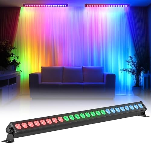 Led Stage Lights Bar,72W 24LEDs RGB Dj Strobe Party Lights Bar 3 in 1 Wall Washer Light Indoor with DMX Control AutoPlay Sound Activated Color Changing for Church Christmas Wedding Dance (1) by Warmdance