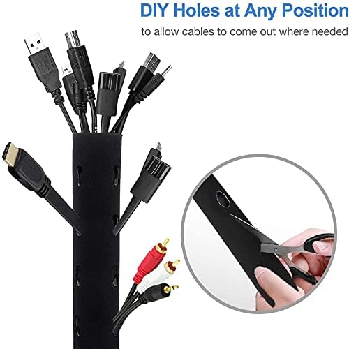 JOTO 8 Pack Cable Management Sleeve, 19-20 Inches Cord Organizer System with Zipper for TV Computer Office Home Entertainment, Flexible Cable Sleeve Wrap Cover Wire Hider System -Black - Image 5