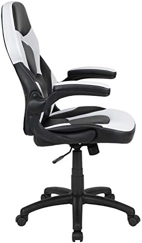 Flash Furniture X10 Gaming Chair Racing Office Ergonomic Computer PC Adjustable Swivel Chair with Flip-up Arms, White/Black LeatherSoft | Ergonomic, Flip-up Arms, Height Adjustable, Racing Style - Image 6