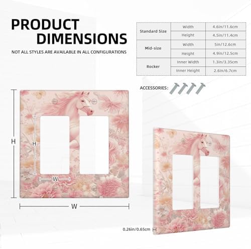 Decorative Outlet Covers Fantastical Pink Horse and Flowers 2 Gang Light Switch Cover Plate Double Rocker Wall Plate Gfci Switch Plate Covers Plug Faceplate for Bedroom Decor - Image 5