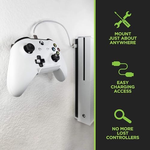 HIDEit Mounts PS5 Slim with Two Controllers & a Universal Headset Wall Mount Bundle - American Company - Quality Steel Wall Mount - Design for Proper Airflow (Not for PS5 Original) - Image 5