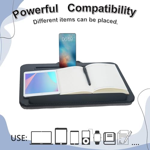 Portable Laptop Desk Fits Up to 16“ Laptops, with Tablet Slot, Built-in Cushion, Great for Home & Office,Lap Desk for Laptop,Lap Desk with Cushion (Black with Wrist Rest, Medium) - Image 6