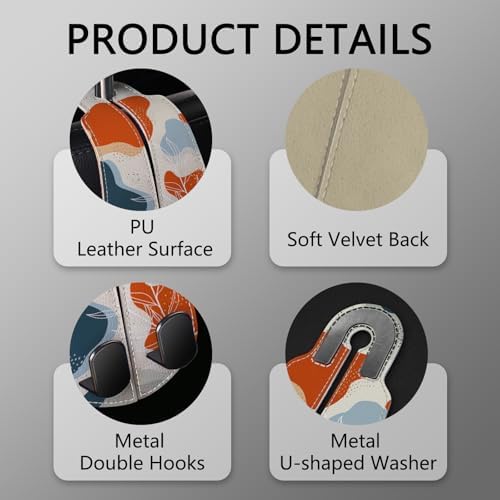 Blusabaca 2PCS Car Seat Headrest Hooks, Purses Bags Holder, Abstract Leaf - Image 4