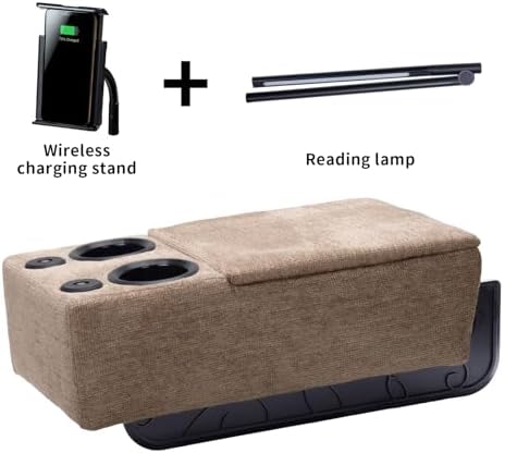 Removable Sofa Armrest with Cup Holder, PU Leather Multifunctional Couch Caddy Storage Arm Rest with Power Wireless Charging Stand & LED Reading Light for Sofa Middle Seat Adjustable - Image 3