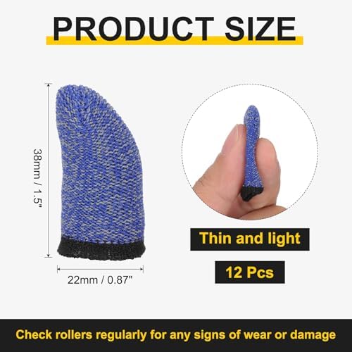 PATIKIL Controller Finger Thumb Sleeve, 12 Pack Mobile Gaming Finger Sleeve Fiber Tip Gloves Anti-Sweat Breathable for Phone Game Touchscreen Devices, Blue/Black - Image 2