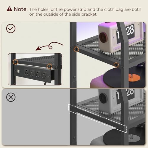 MAHANCRIS Game Console Shelf, Gaming Console Stand with Outlet & LED Lights - Image 4