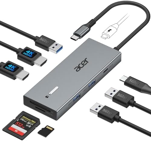 Acer USB-C Docking Station Dual Monitor, 9-in-1 Laptop Dock with 2 HDMI by Unknown