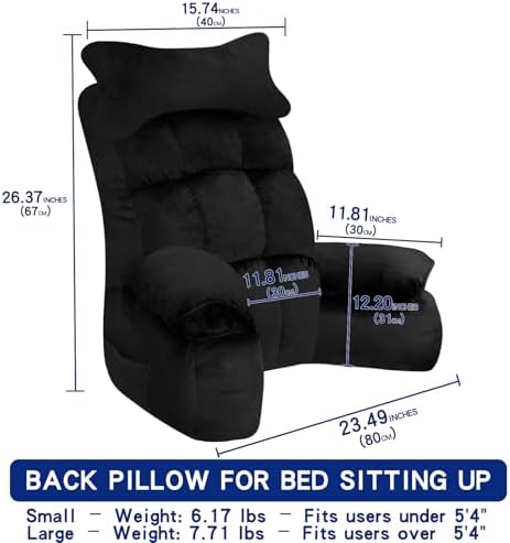 YDCEULARDOH Reading Pillow for Bed Adult – Large Bed Pillow with Arms, Supportive Back Pillow for Sitting Up in Bed for Reading, Watching TV, or Gaming - Image 6