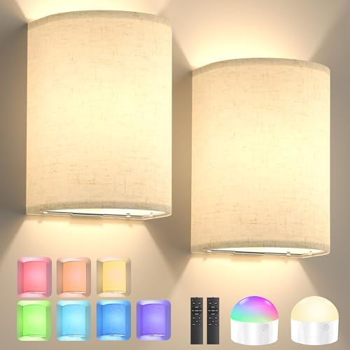 Battery Operated Rechargeable Wall Sconce Set of Two with 10000mAh Battery by Yunaking