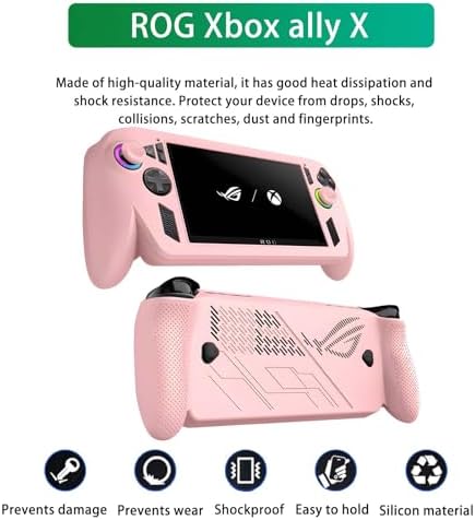 Case for ASUS ROG Xbox Ally X,NOUKAJU Game Console Case with Keycaps,Anti-Drop, Anti-Scratch,Shockproof,Silicone Protective Cover for ASUS ROG Xbox Ally X Handheld Video Game Console(Pink) - Image 2