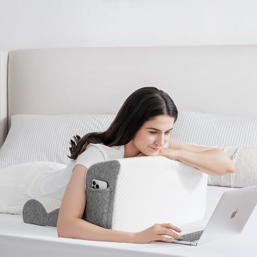 ZerOra Reading Pillow for Sitting Up in Bed Rest, Lumbar Neck Support Pillow with Back Support, Home Bedroom Sofa Dorm Essentials for Sleeping Reading Gaming Foot Rest Floor Chair Cushion-White - Image 4
