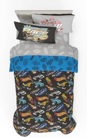 Hot Wheels Kids Bedding Super Soft Comforter and Sheet Set with Sham, 5 Piece Twin Size, (Officially Licensed Product) By Franco by Franco