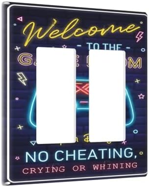 Decorative Outlet Covers Welcome to the Game Room Sign 2 Gang Light Switch Cover Plate Double Rocker Wall Plate Gfci Switch Plate Covers Plug Faceplate for Bedroom Decor - Image 2