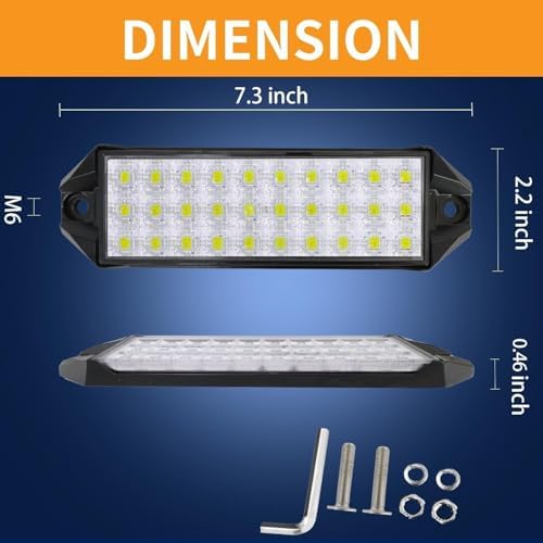 Flush Mount LED Pods, 7 Inch Surface Mount Slim LED Light Bar 12V 24V 40W for Vehicle Boat Truck Trailer Tractor ATV UTV Bumper Backup Lights Reverse Off Road Driving Fog Work Flood Lights 2Pcs - Image 2