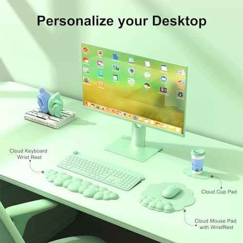 MOKURU Cloud Mouse Pad with Wrist Rest, Cloud Keyboard Wrist Rest, Mouse Pad Wrist Support, Ergonomic Keyboard Mouse Wrist Support (Green) - Image 2