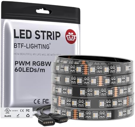 BTF-LIGHTING RGBW LED Strip Warm White 16.4ft 60LED DC24V UL Listed IP67 by BTF-LIGHTING