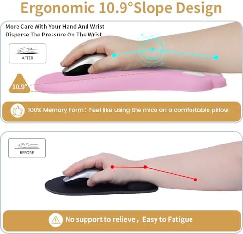 L-SPOUTTO Ergonomic Mouse Pad with Wrist Rest,Pink Mouse Pad Wrist Support - Image 5
