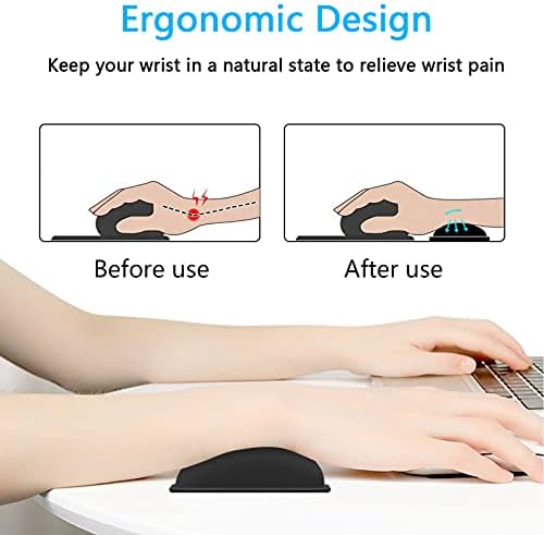 Dapesuom Mouse Wrist Rest, Ergonomic Memory Foam Mouse Wrist for Computer Desk Mats Support, PU Leather Hand Rest Pad Cushion for Gaming, Laptop, Men, Women, Pain Relief & Easy Typing, Black - Image 2