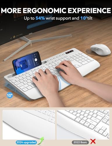 SABLUTE Wireless Keyboard and Mouse Combo, Full Size, Ergonomic Wrist Rest - Image 2