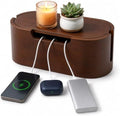 Wooden Cable Management Box with Lid, Decorative Cord Organizer for Power Strip & Charger Cables, Ventilation Holes & Side Slots, Solid Pine Wire Hider for Desk, Home Office, Dorm & Minimalist Setup by Hotlea