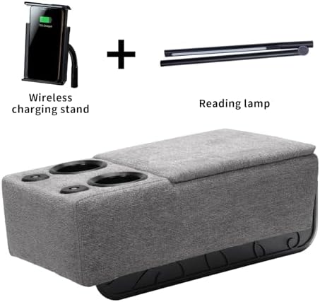 Removable Sofa Armrest with Cup Holder, PU Leather Multifunctional Couch Caddy Storage Arm Rest with Power Wireless Charging Stand & LED Reading Light for Sofa Middle Seat Adjustable - Image 3