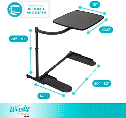 Stander Wonder Tray, Adjustable Swivel Table, Extra-Large Computer Stand, Couch Desk & Gaming Bench, TV-Trays for Eating on Couches, Chairs, Recliners with Laptop Wedges and Cup Holder, XL, Black - Image 2