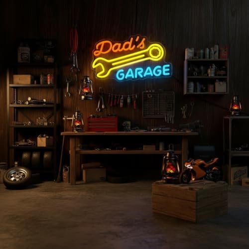 Dad's Garage Neon Sign for Garage Workshop Man Cave Wall Decor - Image 2