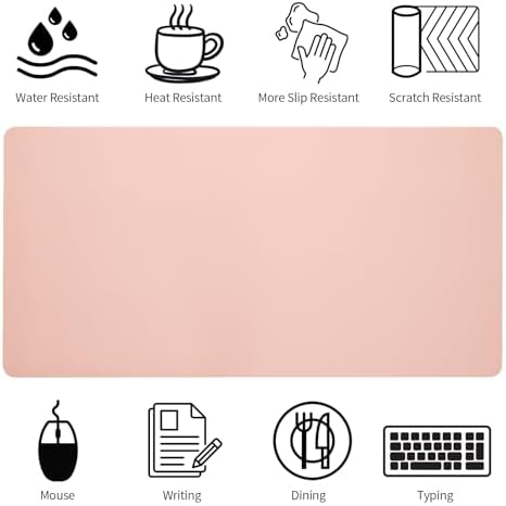 Bloss Pink Desk Mat, Waterproof Non-Slip Leather Desk Pad, Large Mouse pad, Computer Mat for Desk, Pink Desk Accessories Easy Clean for Office/Home(35.4×15.7 Inches) - Image 5