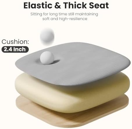 DUMOS Ergonomic Office Chair, Executive Desk Chair with Lumbar Support | Mid Back, Breathable Backrest, Fixed Armrest, Height Adjustable, 360° Swivel, Computer Gaming, Meeting, Grey - Image 6