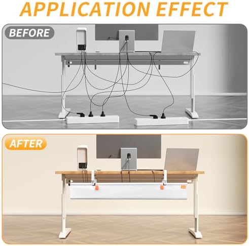 Under Desk Cable Management Tray No Drill,36Inch Cable Management,White - Image 5