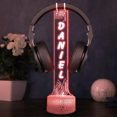 Personalized RGB LED Headphone Holder, Custom Gamertag Headset Holder with Light-Up Base, Streaming Setup Decor, Cool Xmas Gift for Gamers, Boyfriend or Him, Christmas Game Room Decor - Image 4
