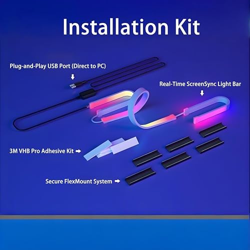 32 Inch Monitor Backlight - Smart LED Strip for PC Monitor Sync - Cinematic Screen Color and Music Rhythm - Software Driven Gaming Desktop Ambient Light for Pro Battlestations (32 inch) - Image 3