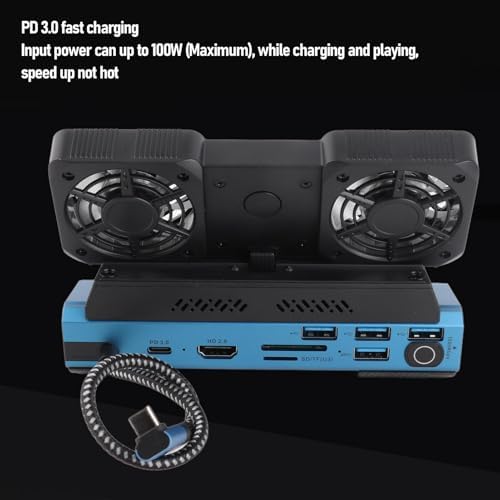 GOWENIC RGB Docking Station for USB C 4K 9 in 1 Handheld Gaming Console Dock with Gigabit Ethernet, Dual Cooling Fan - Image 4