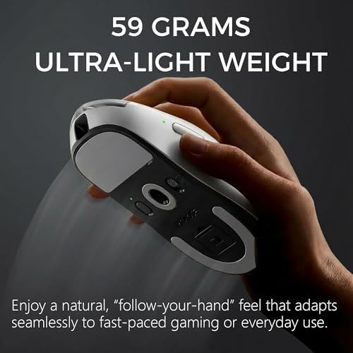 MCHOSE A7 V2 Ultra Wireless Gaming Mouse, Tri-Mode Connection, 59 Grams, PAW3950 TI Custom 42K DPI Sensor, Wired/Wireless Dual 8K Polling, 130 Hour Battery Life - White - Image 6