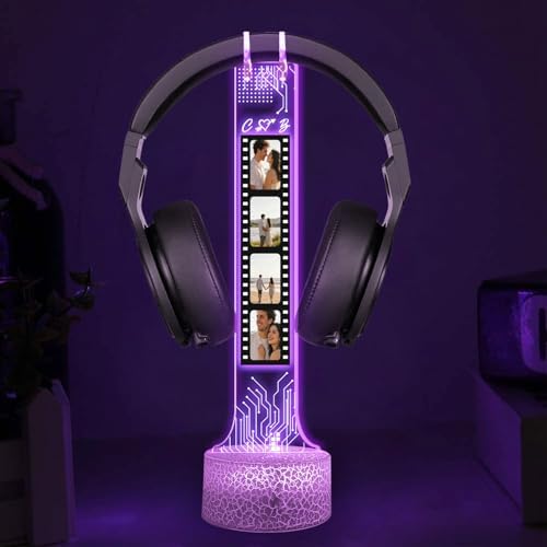 Personalized RGB LED Headphone, Custom Couple Photo Headset Holder, Gaming Decor Gift for Boyfriend Girlfriend, Valentines Day Gift for Him Her, Custom Couple Gifts, Gifts for Gamers - Image 7