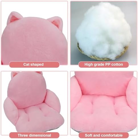Pink Chair Cushion, Cute Chair Cushion, Pink Cat | Soft Seat Cushion For Office Desks, Gaming and Adult Floor Seating, 17 X 16.5 In, for Bedroom Playroom Dining Living Room - Image 5
