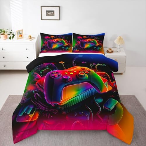 Erosebridal Gamer Comforter Set Game Consoles Girl Toddler Bedding Set for Teenage Boys Modern Gaming Comforter Abstract Vintage Quilt by Erosebridal