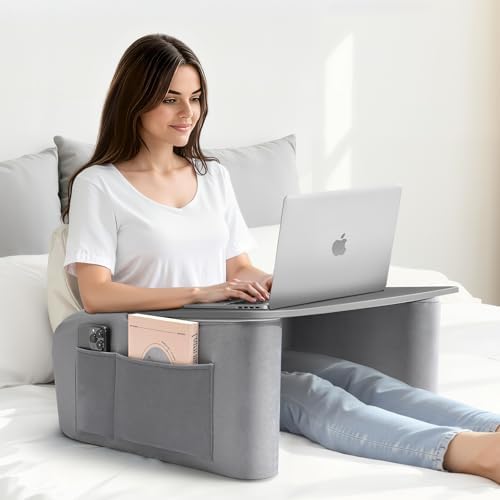 OPTIXCELL Wooden Lap Desk Pillow for Laptop with Arm Rests for Bed & Couch by OPTIXCELL