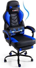 ECOTOUGE Blue Big and Tall Ergonomic Massage Gaming Chair with Footrest | Lumbar Support, Reclining High Back, 360° Swivel, Computer Chair, Sturdy, Comfortable, Height Adjustable, for Gaming & Office by ECOTOUGE