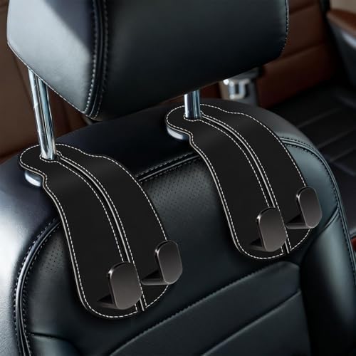 Blusabaca 2PCS Car Seat Headrest Hooks, Purses Bags Holder, Black by Blusabaca