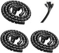 Spiral Cable Wrap with Clip,Dia.16mm Desk Cable Organizer Spiral for Wire Management,4.9Ft Flexible Wire Organizer with Wire Grip- Keep Office Cords Neat, Tangle-Free and Protected,Black 3 Packs by Fogun