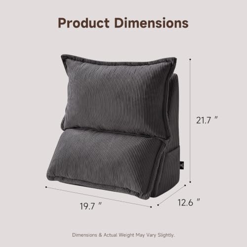 Reading Pillow for Bed, Corduroy Backrest Wedge Pillow - Image 5