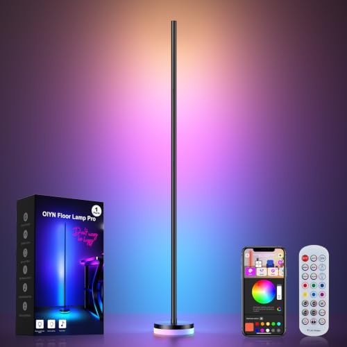 OIYN Corner Floor Lamp, RGBICW LED Corner Lamp with 1300lm Smart Modern Floor Lamp,App & Remote Control,Music Sync,Color Changing Standing Lamp for Bedroom Living Room and Gaming Rooms by ShineYourWolrd