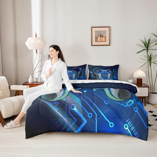 Feelyou Gamer Comforter Set with Sheets for Boys, Gaming 7 Piece Bedding Set King Size for Kids Teens,Video Game Console Bed in a Bag - Image 6