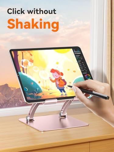 tounee Tablet Holder Stand, Dual Rod Adjustable Aluminum Desktop Stand, Compatible with 4.7-16.9" iPads, Surface Tablets, Portable Monitor, Kindle and More (Rose Gold) - Image 3