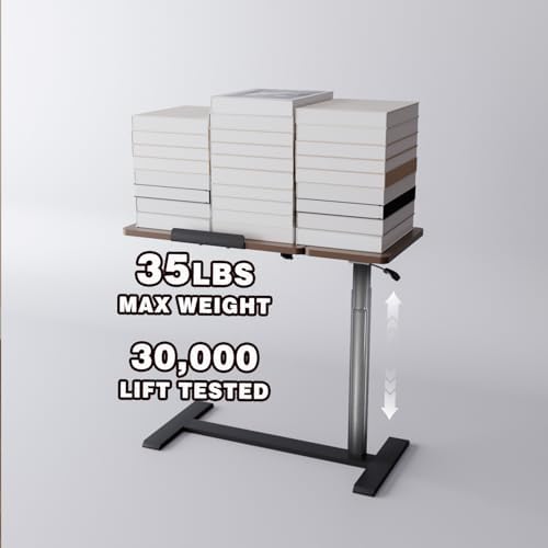 Adjustable Overbed Bedside Table with Wheels Pneumatic Mobile Standing Laptop Desk Rolling Computer Cart Movable Couch Desk Hospital Home Use, Walnut - Image 6